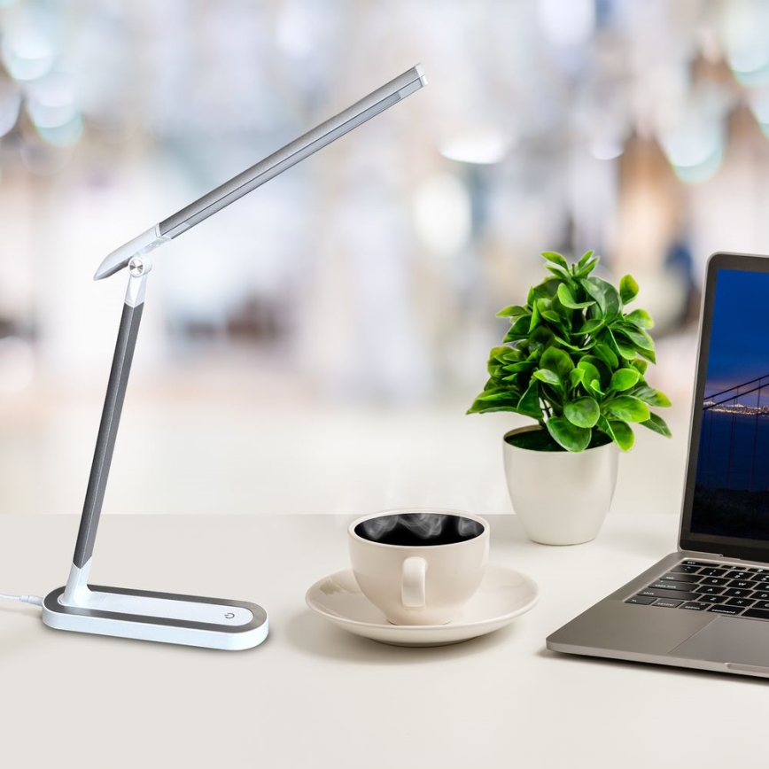 LED ljusreglerad bordslampa touch MADERA LED/7W/230V USB vit