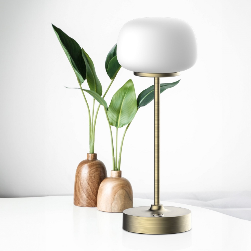 LED ljusreglerad bordslampa touch RIMINI LED/2W/5V USB 2000 mAh guld/vit