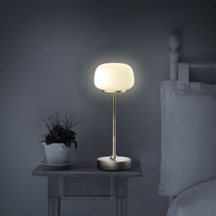 LED ljusreglerad bordslampa touch RIMINI LED/2W/5V USB 2000 mAh guld/vit