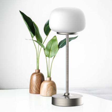 LED ljusreglerad bordslampa touch RIMINI LED/2W/5V USB 2000 mAh matt krom/vit