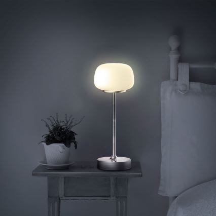 LED ljusreglerad bordslampa touch RIMINI LED/2W/5V USB 2000 mAh matt krom/vit