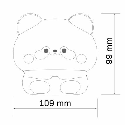 LED Ljusreglerad children's beröring lampa PANDA LED/2W/3,7V 1200 mAh