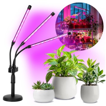 LED Ljusreglerad flexibel bordslampa för att odla växter VITARO 3xLED/10W/230V svart