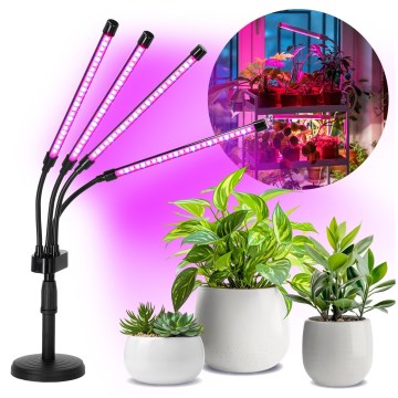 LED Ljusreglerad flexibel bordslampa för att odla växter VITARO 4xLED/10W/230V svart