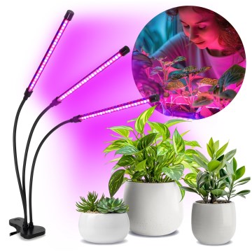 LED Ljusreglerad flexibel bordslampa med klämma för att odla växter VITARO 3xLED/10W/230V svart
