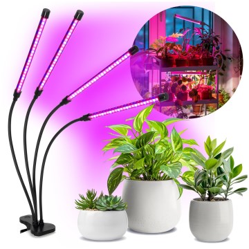 LED Ljusreglerad flexibel bordslampa med klämma för att odla växter VITARO 4xLED/10W/230V svart
