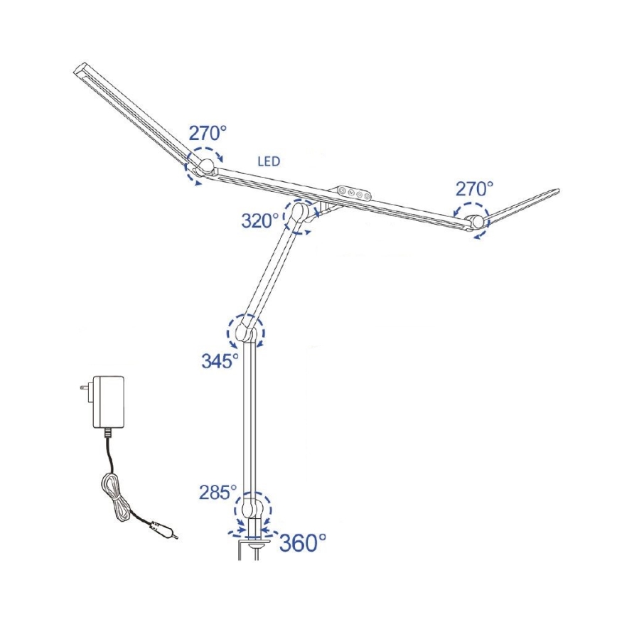 LED Ljusreglerad beröring flexible bordslampa LED/36W/230V 3000-6500K CRI 92 svart