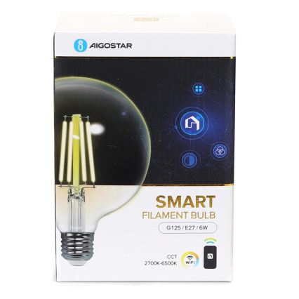 LED Ljusreglerad glödlampa FILAMENT G125 E27/6W/230V 2700-6500K Wi-Fi - Aigostar