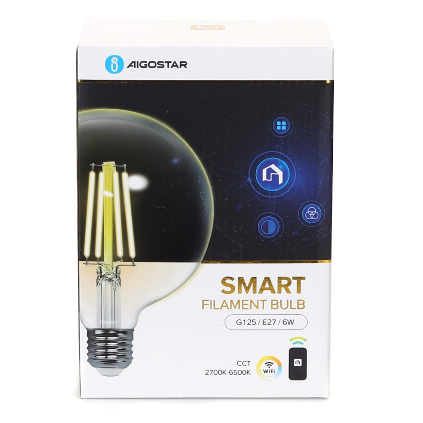 LED Ljusreglerad glödlampa FILAMENT G125 E27/6W/230V 2700-6500K Wi-Fi - Aigostar