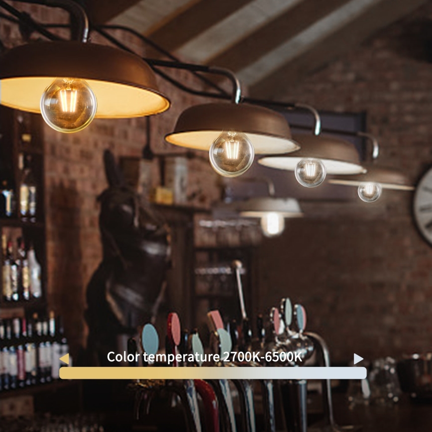 LED Ljusreglerad glödlampa FILAMENT G125 E27/6W/230V 2700-6500K Wi-Fi - Aigostar