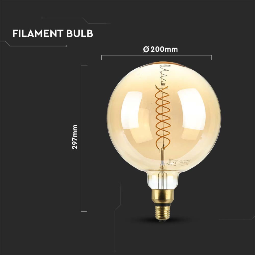 LED Ljusreglerad glödlampa FILAMENT G200 E27/8W/230V 1800K