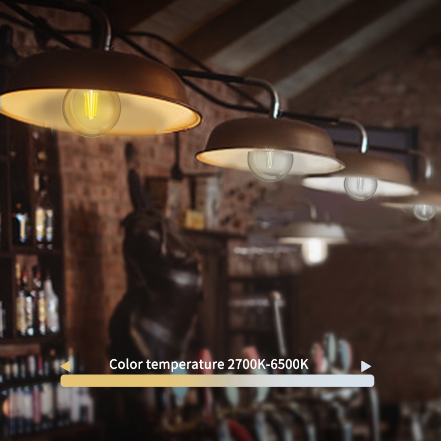 LED Ljusreglerad glödlampa FILAMENT G45 E14/4,5W/230V 2700-6500K Wi-Fi - Aigostar