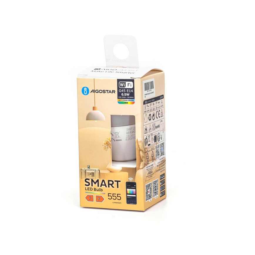 LED Ljusreglerad glödlampa FILAMENT G45 E14/6,5W/230V 2700-6500K Wi-Fi - Aigostar