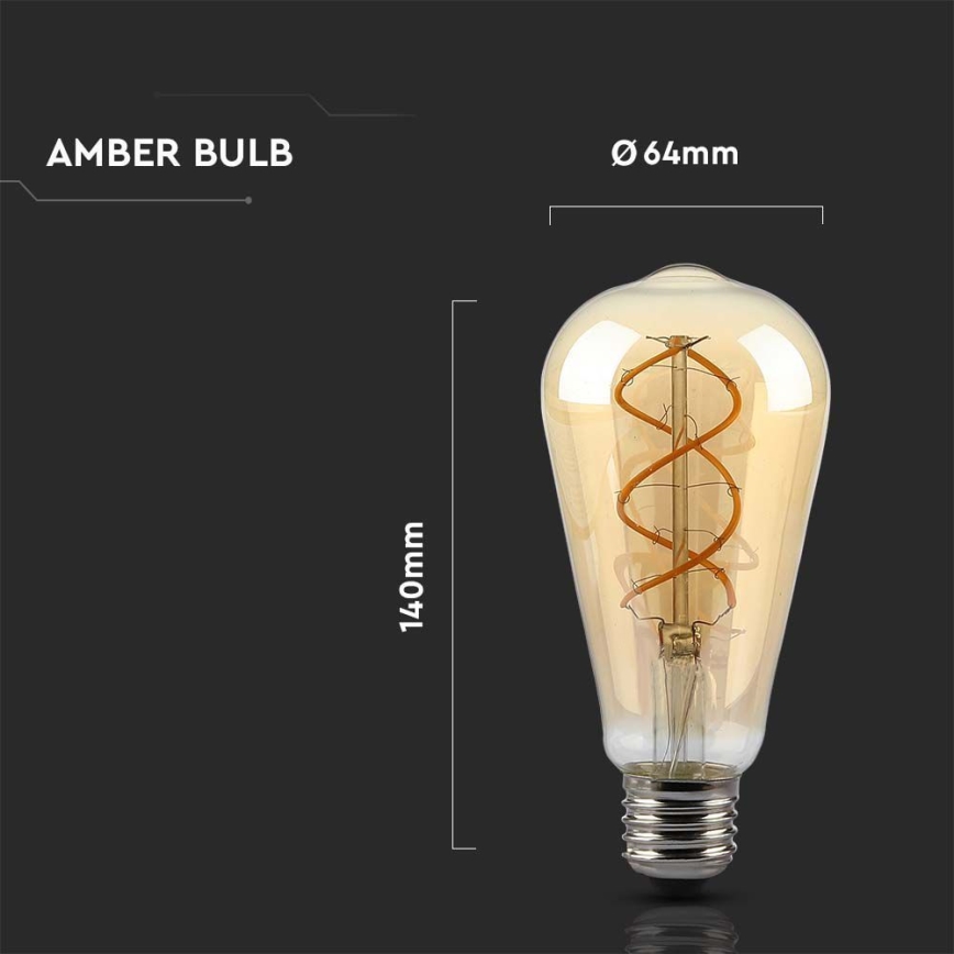 LED Ljusreglerad glödlampa FILAMENT ST64 E27/4,8W/230V 1800K