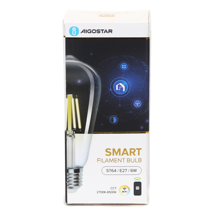 LED Ljusreglerad glödlampa FILAMENT ST64 E27/6W/230V 2700-6500K Wi-Fi - Aigostar