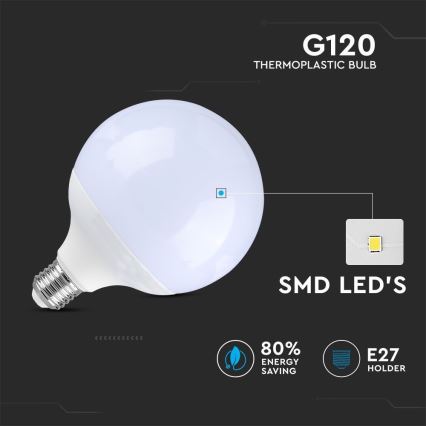LED Ljusreglerad glödlampa G120 E27/13W/230V 6400K
