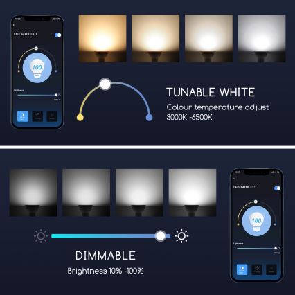 LED Ljusreglerad glödlampa GU10/5W/230V 3000-6500K Wi-Fi - Aigostar