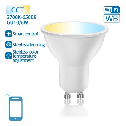 LED Ljusreglerad glödlampa GU10/6W/230V 2700-6500K Wi-Fi - Aigostar