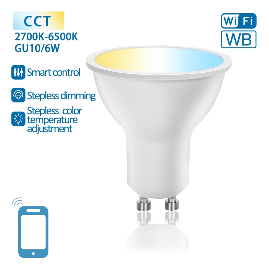 LED Ljusreglerad glödlampa GU10/6W/230V 2700-6500K Wi-Fi - Aigostar