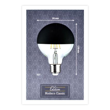 LED Ljusreglerad glödlampa med en mirror spherical cap GLOBE G95 E27/6,5W/230V 2700K svart - Paulmann 28676
