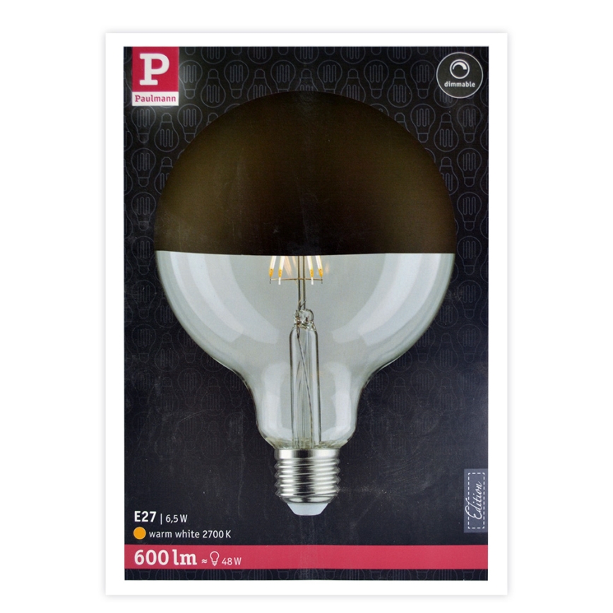 LED Ljusreglerad glödlampa med en mirror spherical cap G125 E27/6,5W/230V 2700K - Paulmann 28679