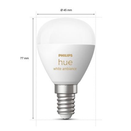 LED Ljusreglerad glödlampa Philips Hue WHITE AMBIANCE P45 E14/5,1W/230V 2200-6500K