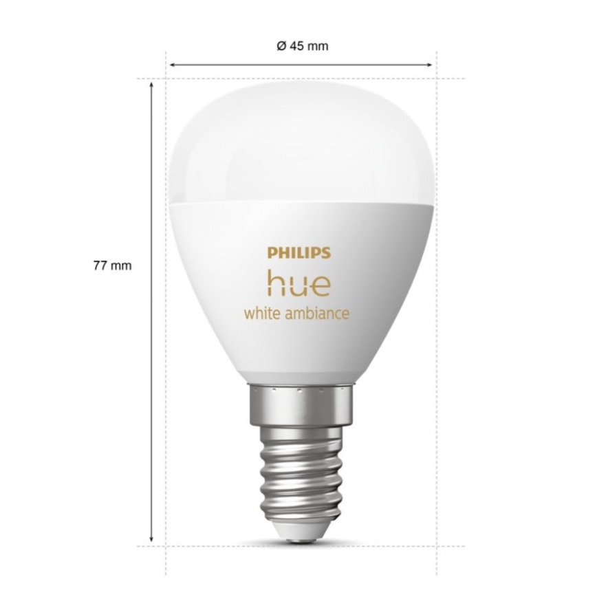 LED Ljusreglerad glödlampa Philips Hue WHITE AMBIANCE P45 E14/5,1W/230V 2200-6500K