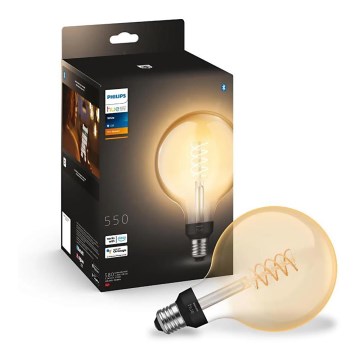LED Ljusreglerad glödlampa Philips Hue WHITE FILAMENT G125 E27/7W/230V 2100K