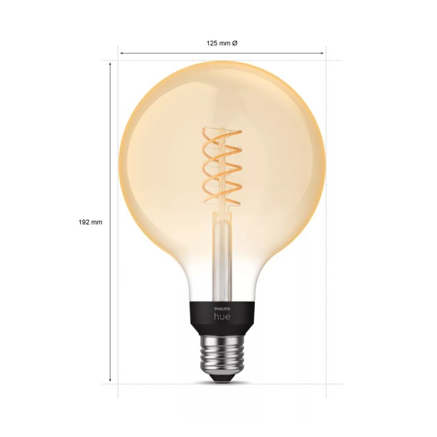 LED Ljusreglerad glödlampa Philips Hue WHITE FILAMENT G125 E27/7W/230V 2100K