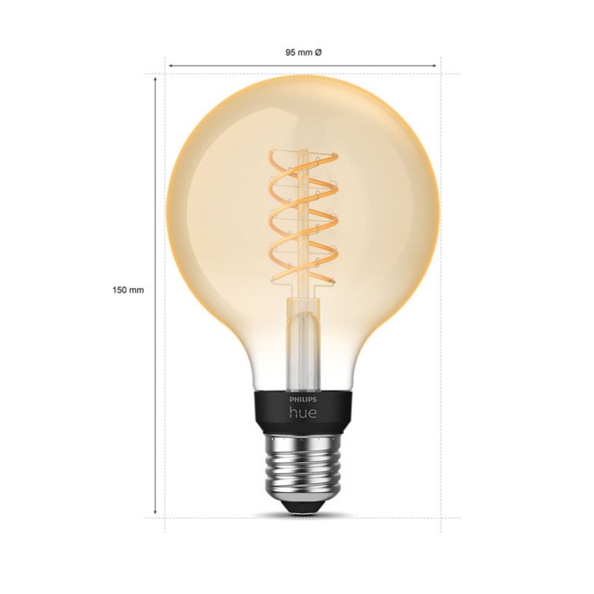 LED Ljusreglerad glödlampa Philips Hue WHITE FILAMENT G93 E27/7,2W/230V 2100K