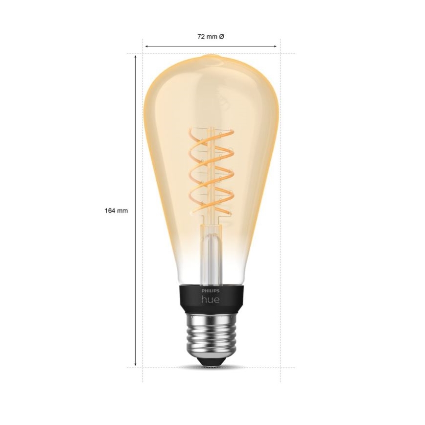 LED Ljusreglerad glödlampa Philips Hue WHITE FILAMENT ST72 E27/7W/230V 2100K