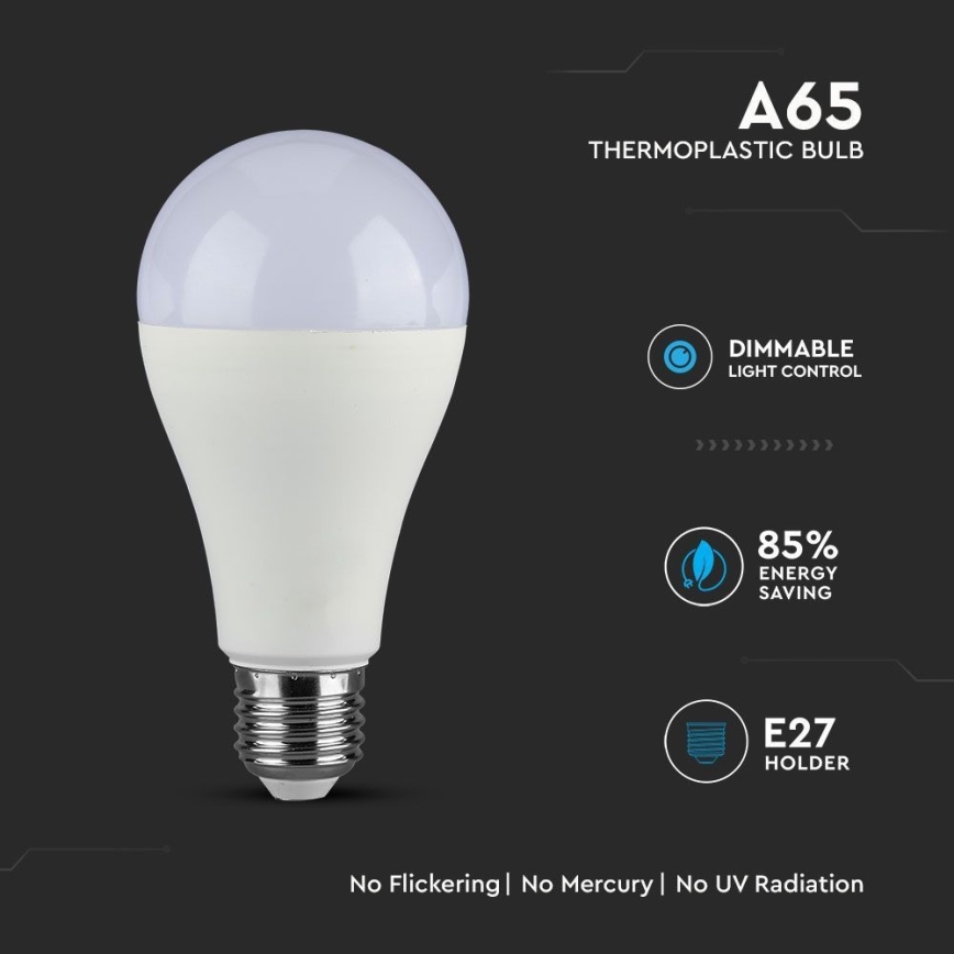 LED Ljusreglerad glödlampa SAMSUNG CHIP A65 E27/17W/230V 6400K