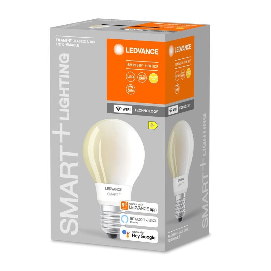LED Ljusreglerad glödlampa SMART+ FILAMENT E27/11W/230V 2700K Wi-Fi - Ledvance