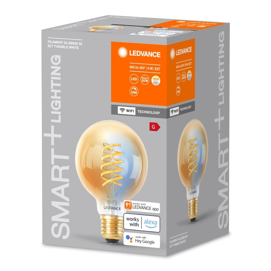 LED Ljusreglerad glödlampa SMART+ FILAMENT GLOBE G80 E27/8W/230V 2200-5000K Wi-Fi - Ledvance