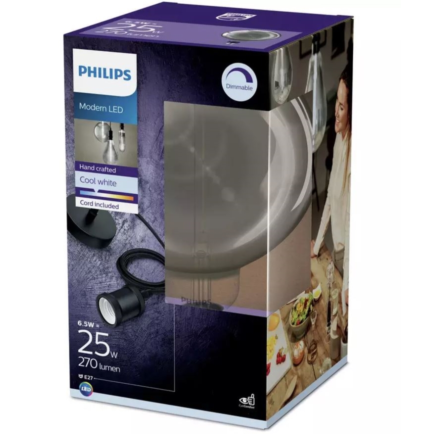 LED Ljusreglerad glödlampa SMOKY VINTAGE Philips E27/6,5W/230V 4000K
