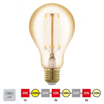LED Ljusreglerad glödlampa VINTAGE A75 E27/4W/230V 2200K - STEPDIMMING - Eglo 12858
