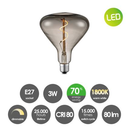 LED Ljusreglerad glödlampa VINTAGE EDISON E27/3W/230V 1800K