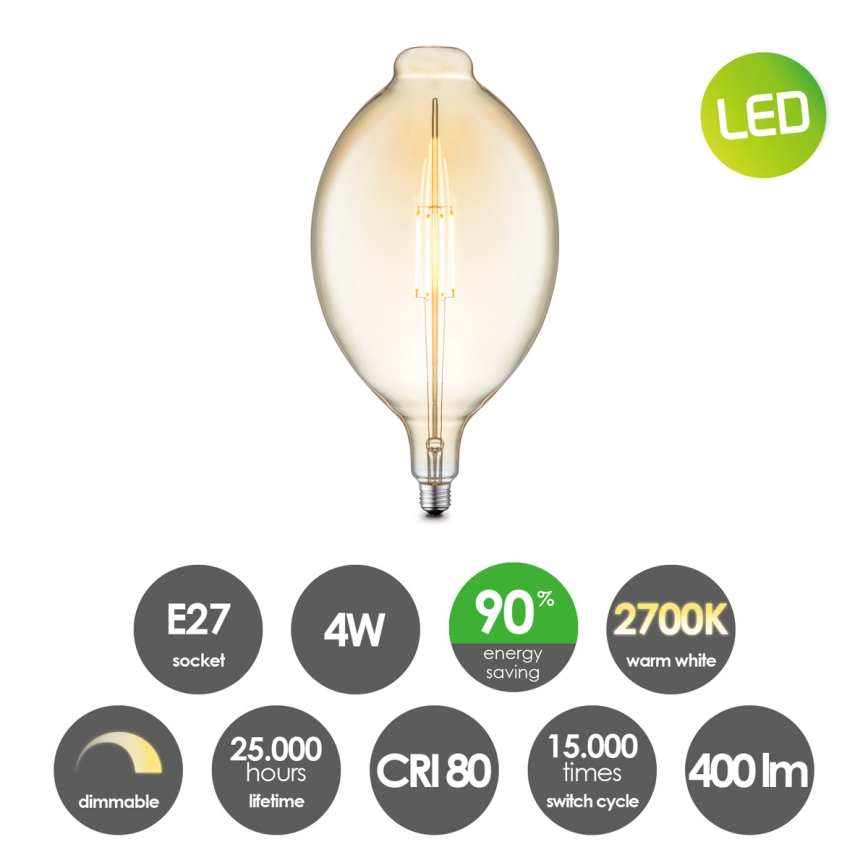 LED Ljusreglerad glödlampa VINTAGE EDISON E27/4W/230V 2700K