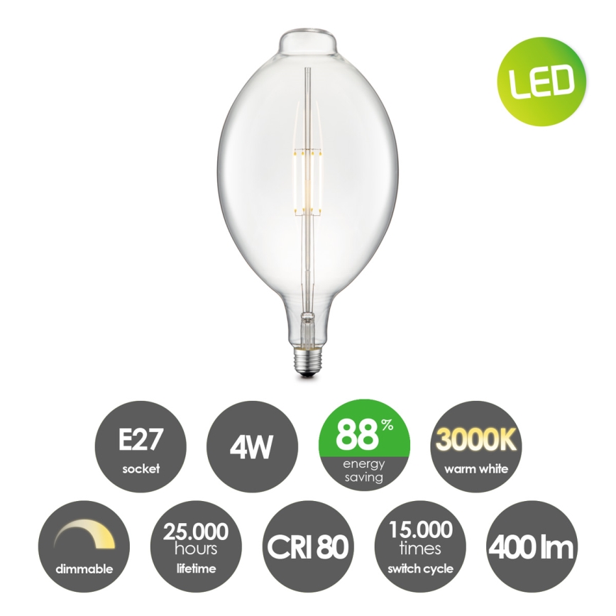 LED Ljusreglerad glödlampa VINTAGE EDISON E27/4W/230V 3000K
