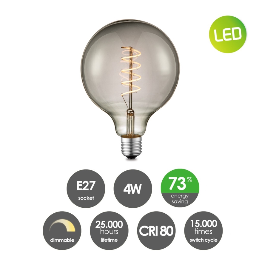 LED Ljusreglerad glödlampa VINTAGE EDISON G125 E27/4W/230V 2200K