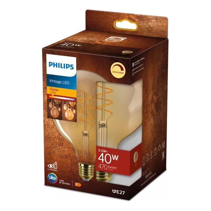 LED Ljusreglerad glödlampa VINTAGE Philips G125 E27/5,5W/230V 2200K