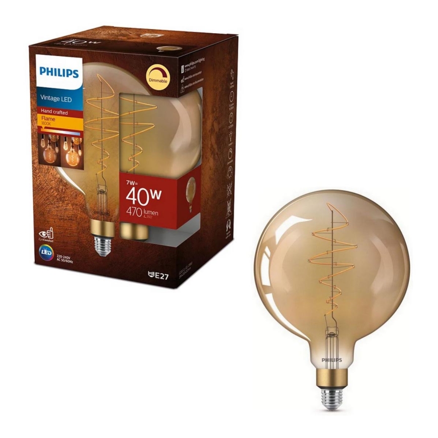 LED Ljusreglerad glödlampa VINTAGE Philips G200 E27/7W/230V 2000K