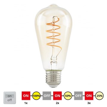 LED Ljusreglerad glödlampa VINTAGE ST64 E27/4W/230V 2200K - STEPDIMMING - Eglo 12522