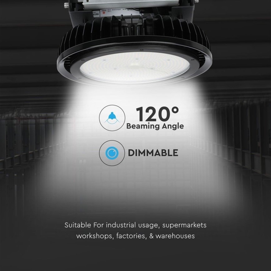 LED Ljusreglerad Industriell belysning High Bay LED/500W/230V 4000K IP65 svart