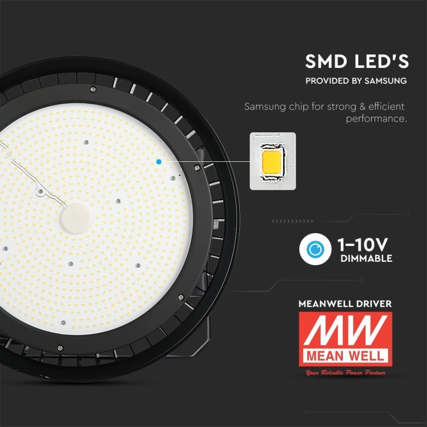 LED Ljusreglerad Industriell belysning High Bay LED/500W/230V 4000K IP65 svart