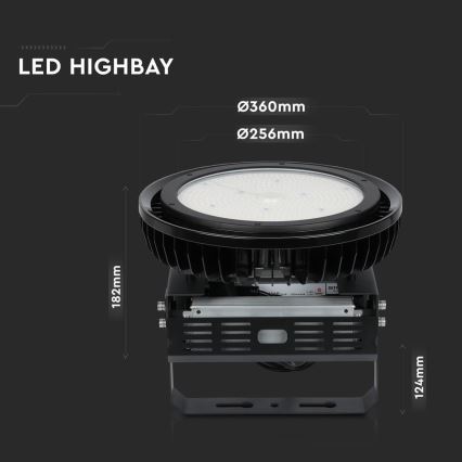 LED Ljusreglerad Industriell belysning High Bay LED/500W/230V 4000K IP65 svart