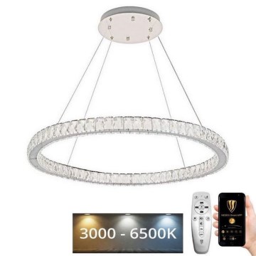 LED Ljusreglerad kristall ljuskrona på snöre LED/100W/230V 3000-6500K silver + fjärrkontroll