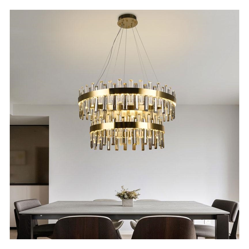 LED Ljusreglerad kristall ljuskrona på snöre LED/190W/230V 3000-6500K + fjärrkontroll