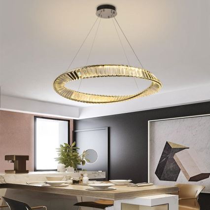 LED Ljusreglerad kristall ljuskrona på snöre LED/50W/230V 3000-6500K + fjärrkontroll
