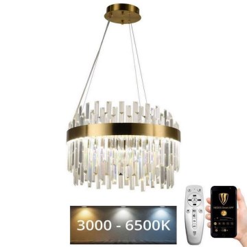 LED Ljusreglerad kristall ljuskrona på snöre LED/70W/230V 3000-6500K guld + fjärrkontroll
